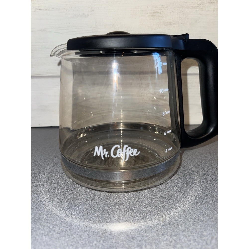 Mr. Coffee Replacement Coffee Carafe 12 Cup Glass Black Lid & Handle